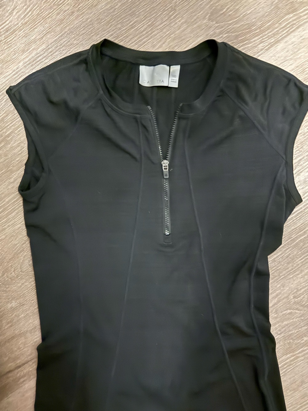 ATHLETA Black Zip -  Pacifica UPF 50+ Rashguard - Performance Top